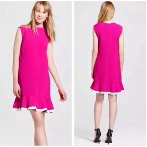 Victoria Beckham For‎ Target Sleeveless Bright Pink Ruffle Hem